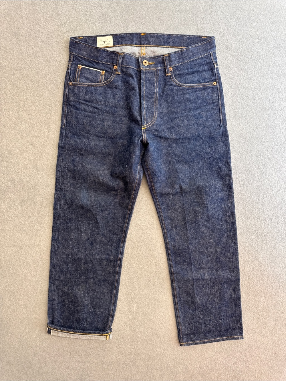Nama Selvedge Jeans 32x28 Men's Relaxed Straight fit Button Fly Raw Denim Custom